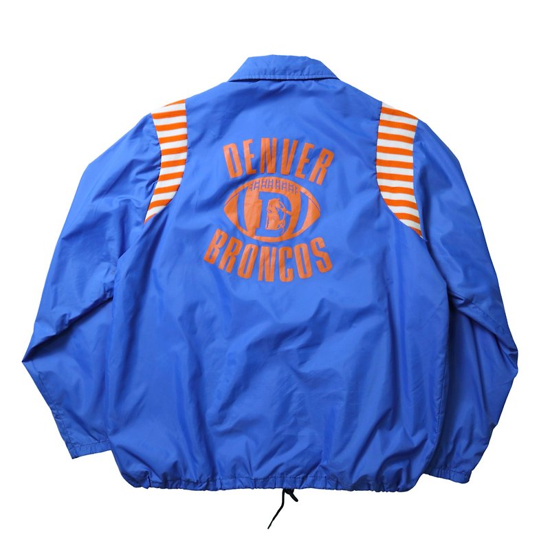 1980s American-made NFL Denver Broncos blue nylon coaching jacket - เสื้อโค้ทผู้ชาย - ไนลอน สีน้ำเงิน