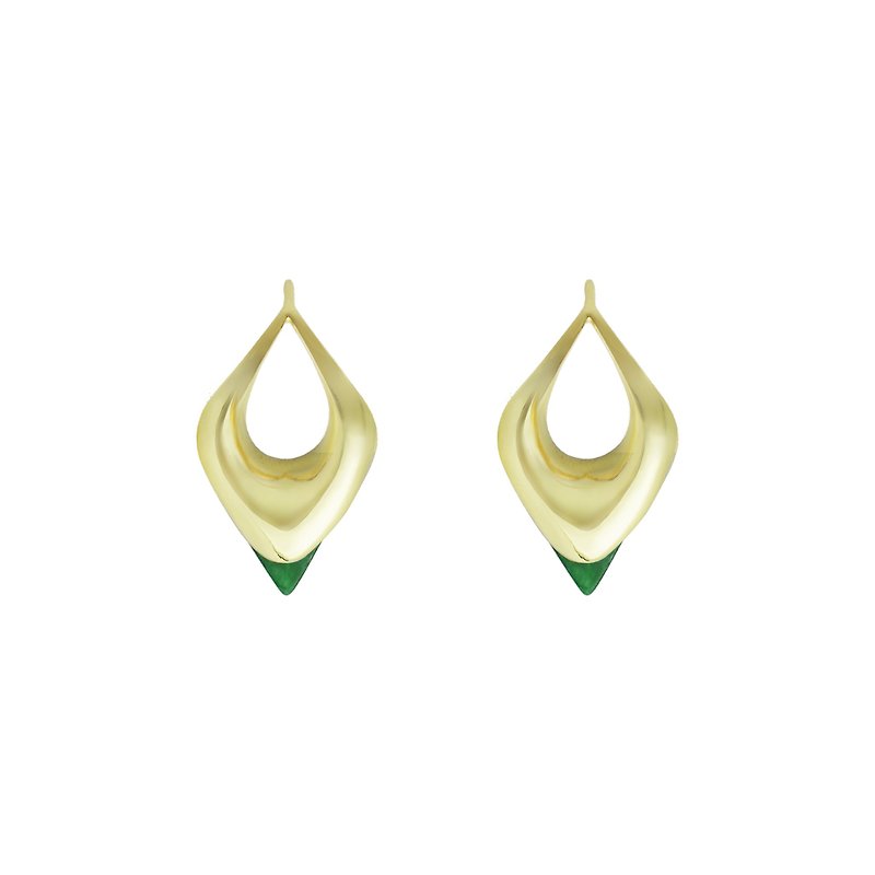 Malay Jade Earrings VAYU JADE - ต่างหู - เครื่องเพชรพลอย สีทอง