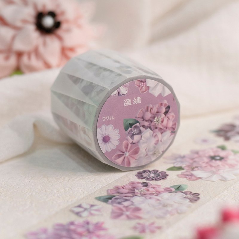 Cloth flowers - 5cm Clear PET Masking Tape - Washi Tape - Plastic Multicolor