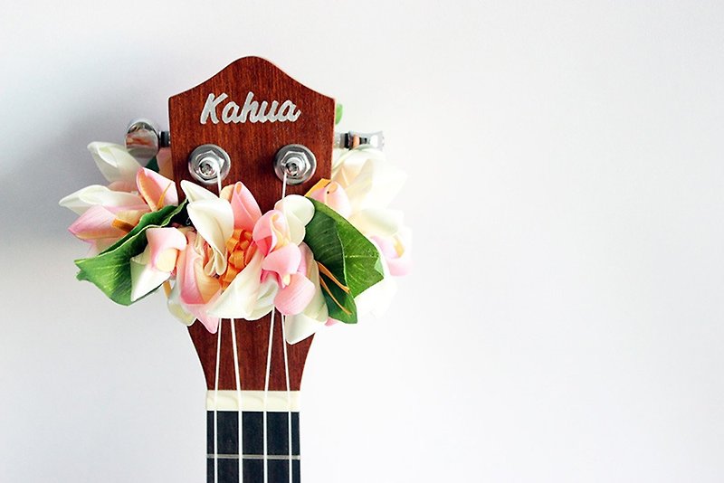 ribbon lei for ukulele (pink crocus) / ukulele strap / ukulele ribbon / corsage - Guitar Accessories - Cotton & Hemp Pink
