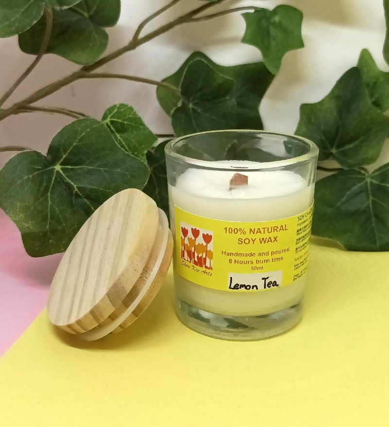 香薰大豆蠟燭杯 (梔子花、玫瑰花、糖果) 50g - 香氛蠟燭/燭台 - 玻璃 粉紅色
