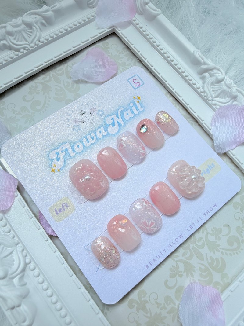 【客製】手工穿戴甲 | Jelly Sakura | No.S4 - 指甲油/指甲貼 - 其他材質 粉紅色