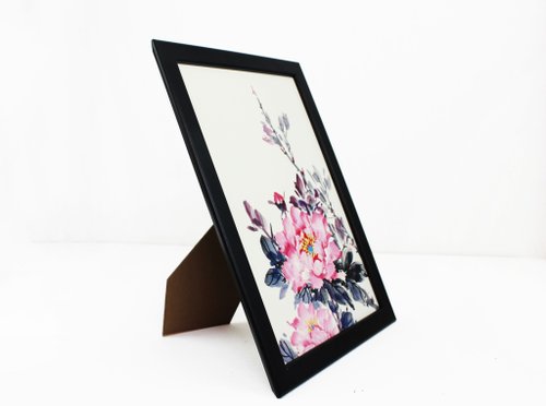 花柄-手描きの壁画牡丹の花中国絵画家の装飾（フレーム付き