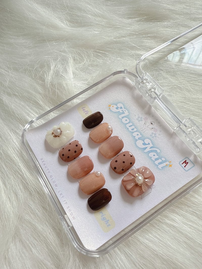 【客製】手工穿戴甲 | Chocolate boba milk tea | No. M3 - 指甲油/指甲貼 - 其他材質 咖啡色