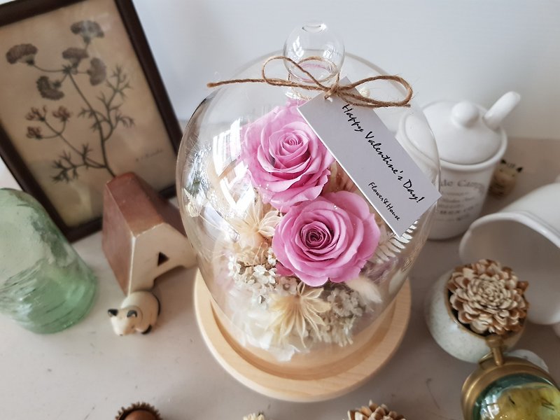 Pink Rose Garden Rose│Without Flower Glass Flower Cup│Eternal Flower - Dried Flowers & Bouquets - Plants & Flowers Pink