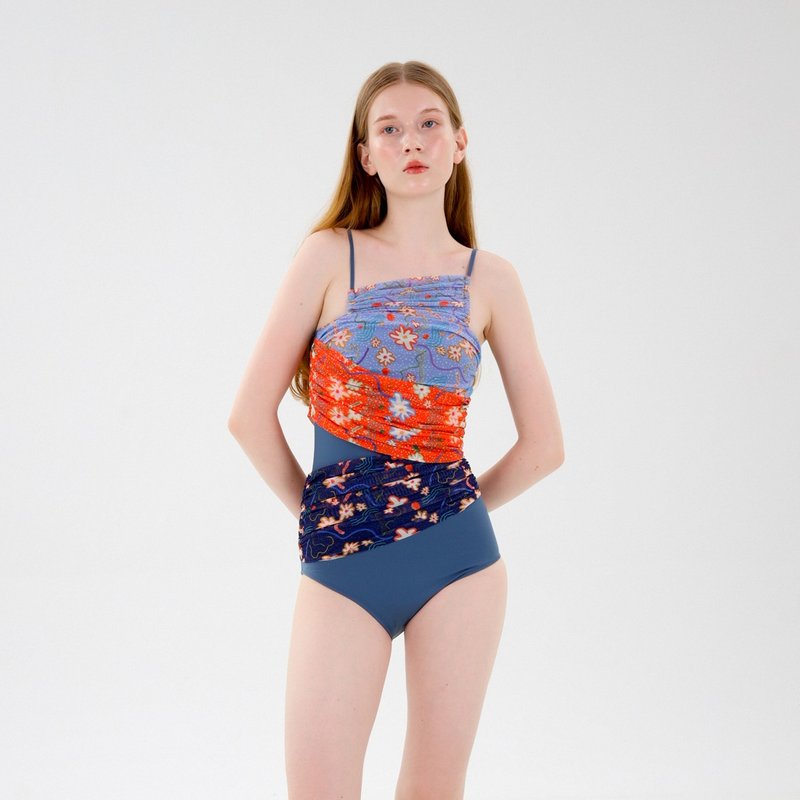 RECYCLE FABRICS - 網狀垂墜連身衣 - 花卉印花 / 泳衣BLT060FLOW - 女泳衣/比基尼 - 環保材質 多色