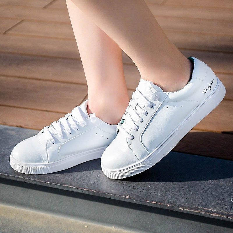 Simply everyday white sneackers - รองเท้าลำลองผู้หญิง - หนังเทียม ขาว