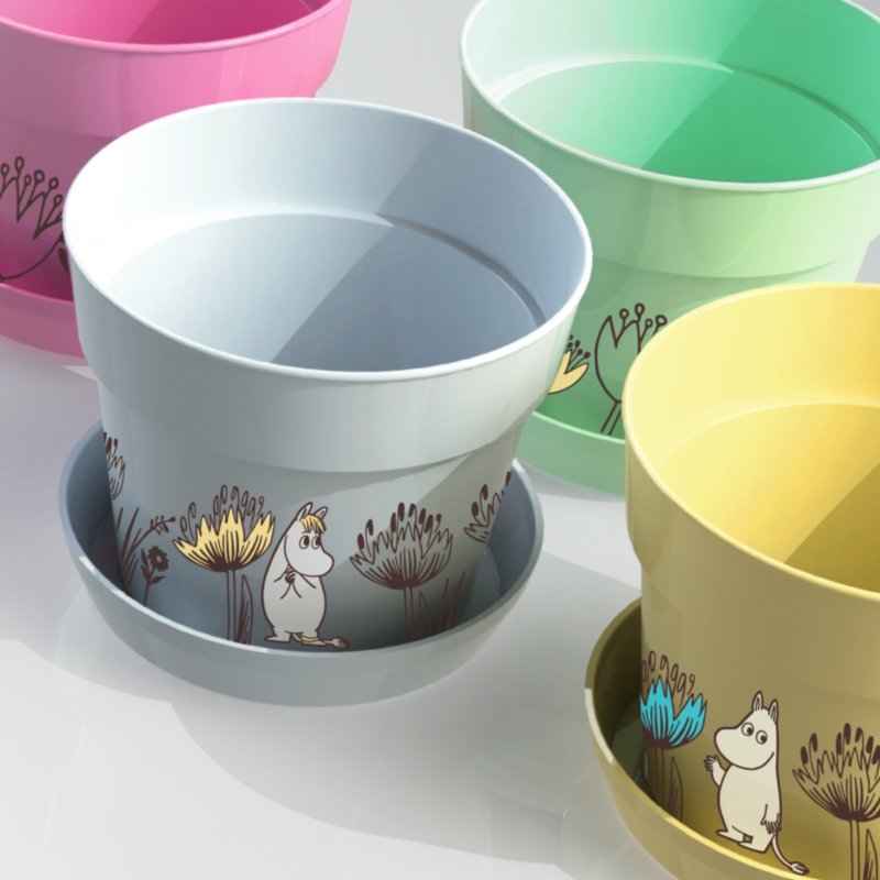 【Pinkoi x Moomin】REDA FLOWER POT (set of four) - ตกแต่งต้นไม้ - พลาสติก หลากหลายสี