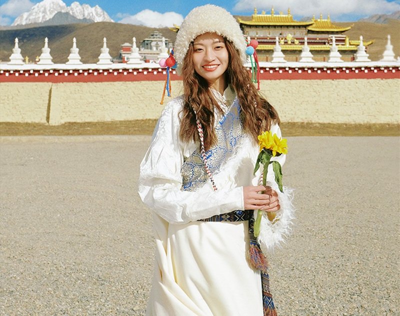半溪明月 新中式復古藏服 旅拍藏袍/襯衣 - 女上衣/長袖上衣 - 其他材質 白色