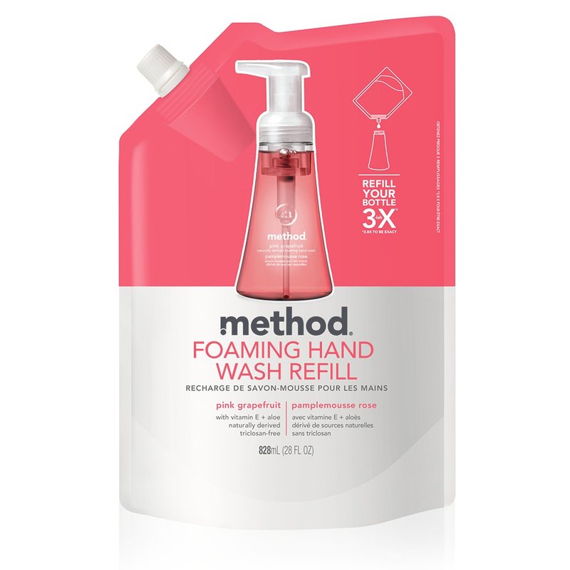 method 美則 粉紅葡萄柚泡沫洗手露補充包 828ml - 洗手乳/洗手用品 - 濃縮/萃取物 粉紅色