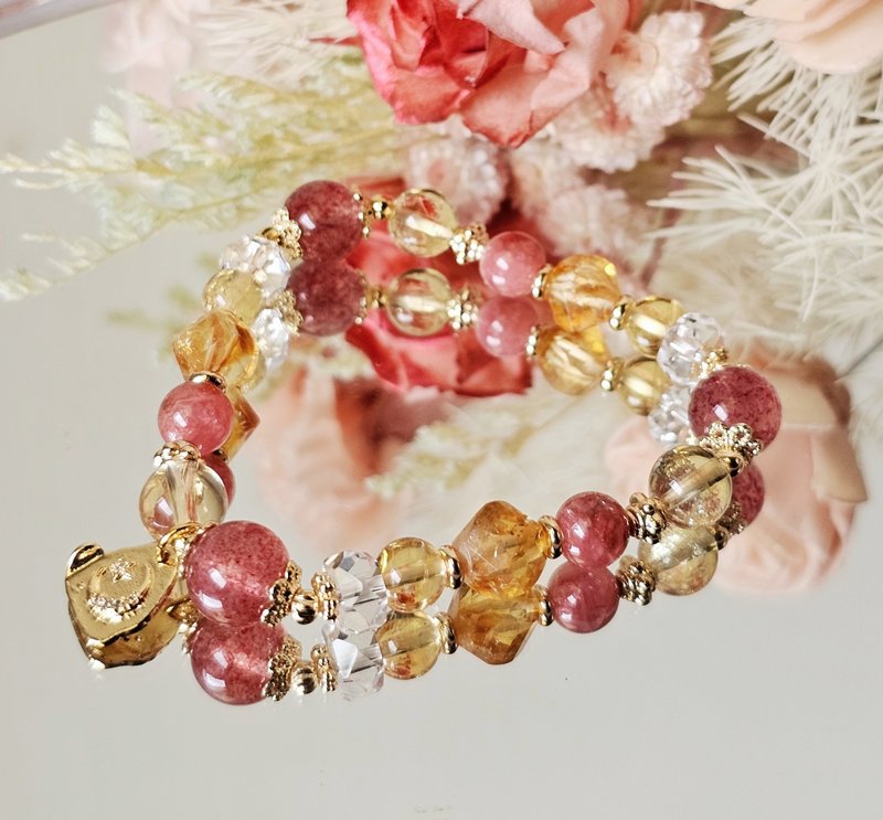 Bright golden light - abundance/good complexion/popularity/good mood/citrine/rhodochrosite/strawberry crystal/white crystal - Bracelets - Crystal 