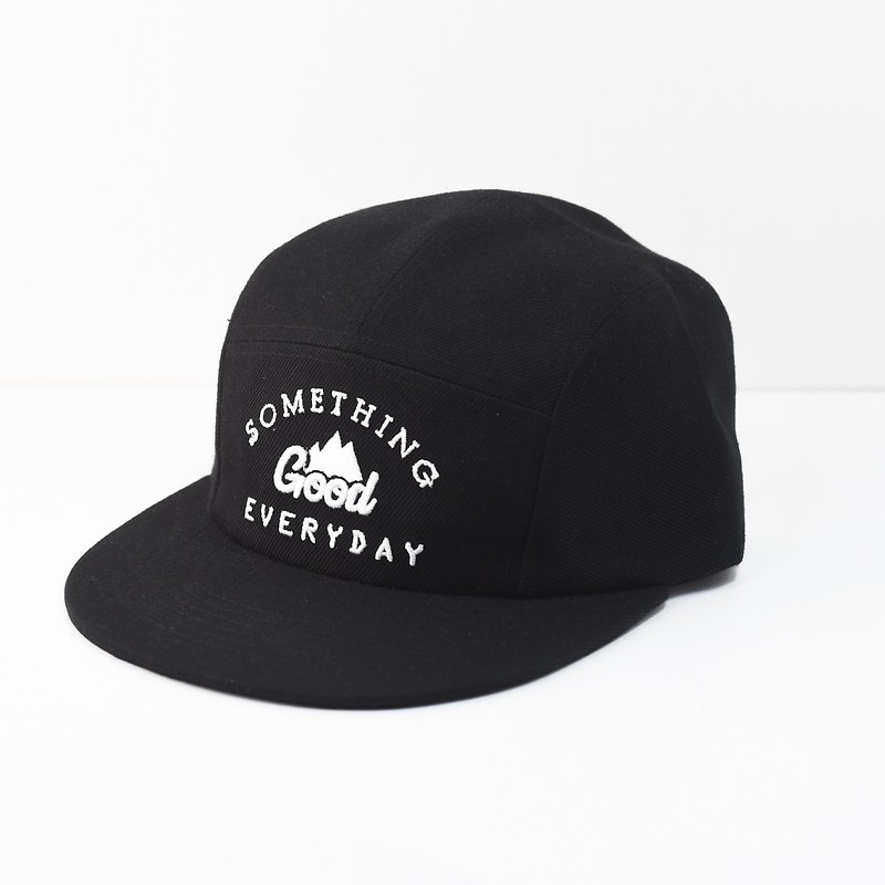Something Good Everyday embroidery cap (black) - Hats & Caps - Cotton & Hemp Black