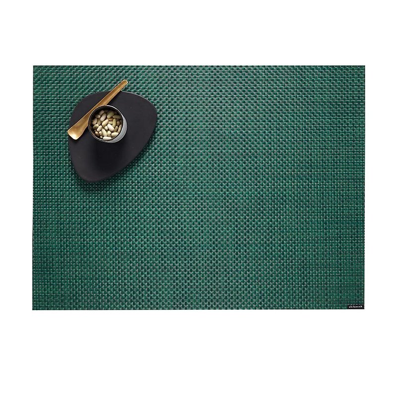籃網編織 Basketweave 餐墊36 × 48 cm-孔雀綠 PINE - 餐桌布/桌巾/餐墊 - 塑膠 綠色