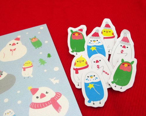 圣诞鸟森林 明信片 贴纸组