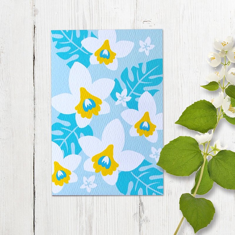 Greeting Card - White Orchid - - Cards & Postcards - Paper Blue