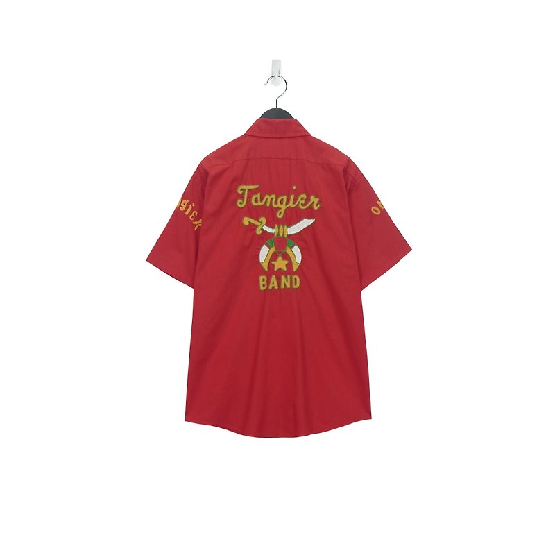 A‧PRANK :DOLLY :: 復古著VINTAGE保齡球襯衫( 紅色刺繡圖款 T709013) - 恤衫 - 棉．麻 