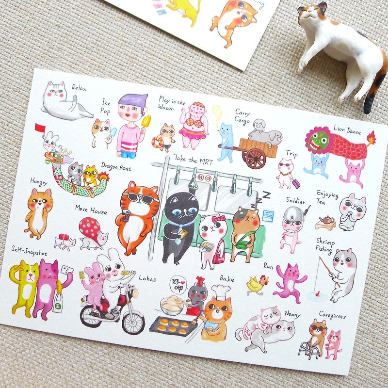 Hundreds of daily A and B postcards of Taiwanese cats - Cards & Postcards - Paper White