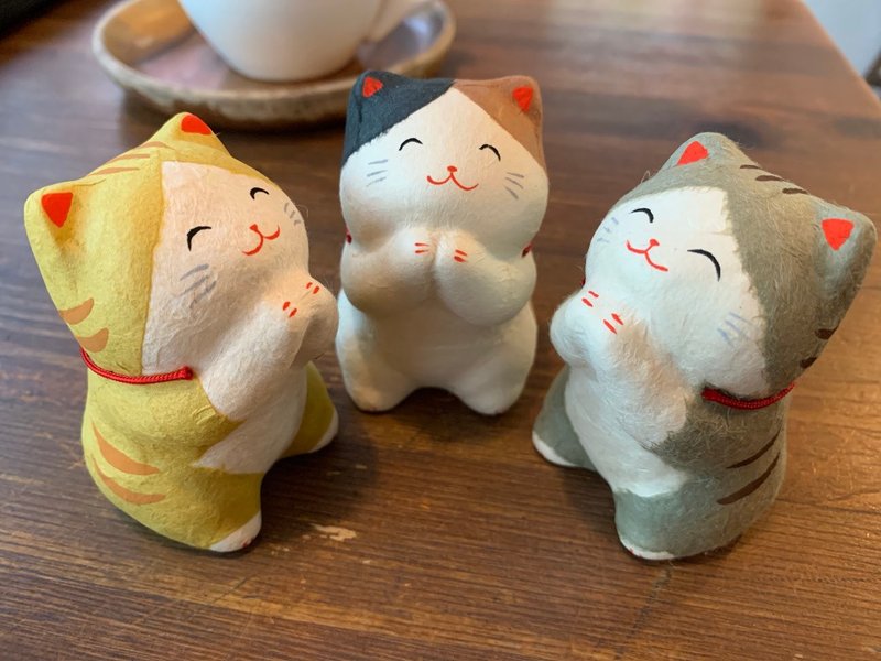 拜託你/許願的好運貓-虎斑貓-和紙招財貓-日本吉祥物 - 擺飾/家飾品 - 紙 