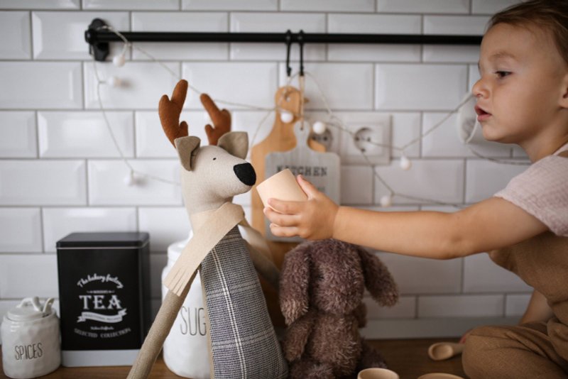 Deer animal baby toy, Stuffed deer baby animals, Woodland decorative toy - Kids' Toys - Eco-Friendly Materials Gray