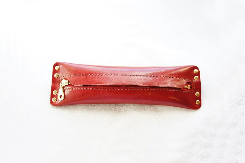 Lip Covering Small Capacity Portable Pencil Case/Pen Case-Original Red - Pencil Cases - Genuine Leather Red