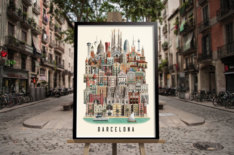 Martin Schwartz 城市海報 掛畫 巴塞隆納 BARCELONA - 海報/掛畫/掛布 - 紙 多色