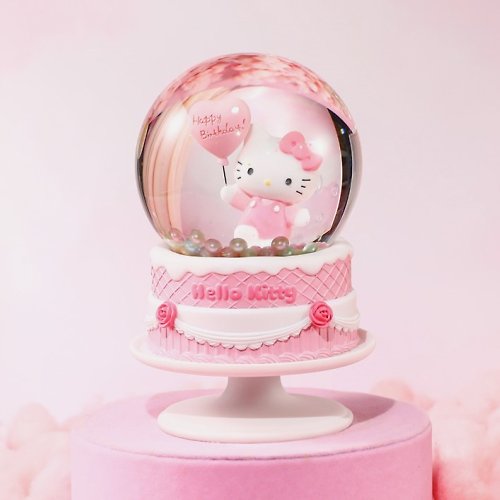 JARLL 讚爾藝術 Hello Kitty 生日祝福 水晶球音樂盒生日聖誕交換禮物三麗鷗蛋糕