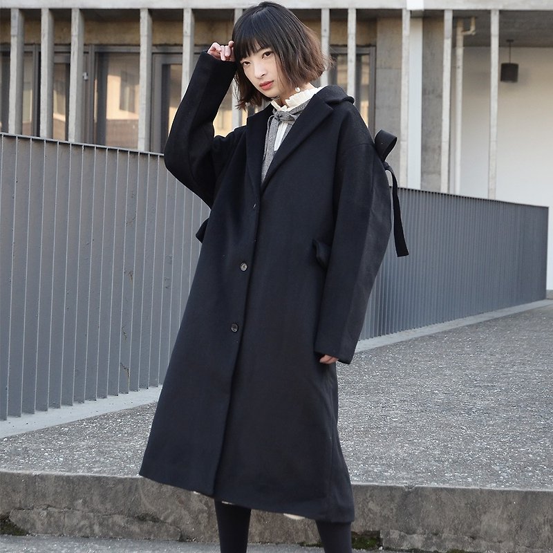 Lace Wool Coat | Coat | Wool + Polyester | Indie Brand | Sora-103 - Women's Casual & Functional Jackets - Wool Black