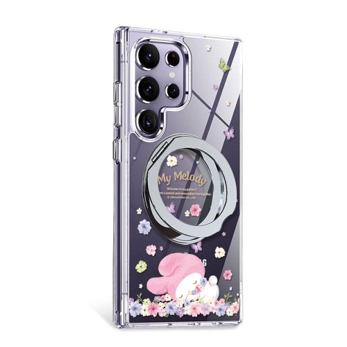 apbs 雅品仕 水晶彩鑽手機殼 三麗鷗 Samsung S25/S24/A56 軍規360旋轉磁吸立架殼-午覺美樂蒂