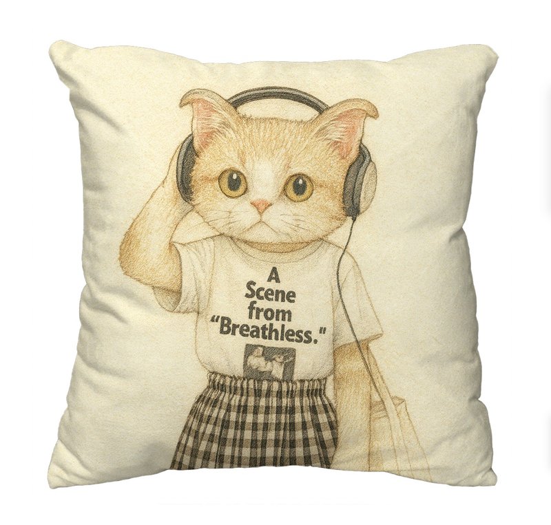 The Neko Ladies時尚貓咪抱枕 │ 耳機貓 - 枕頭/抱枕 - 棉．麻 多色