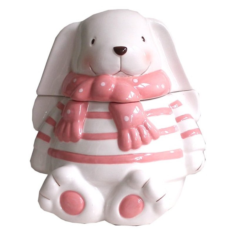 【BEAR BOY】Porcelain Sugar Bowl with Long-eared Rabbit-M - Pottery & Ceramics - Pottery 