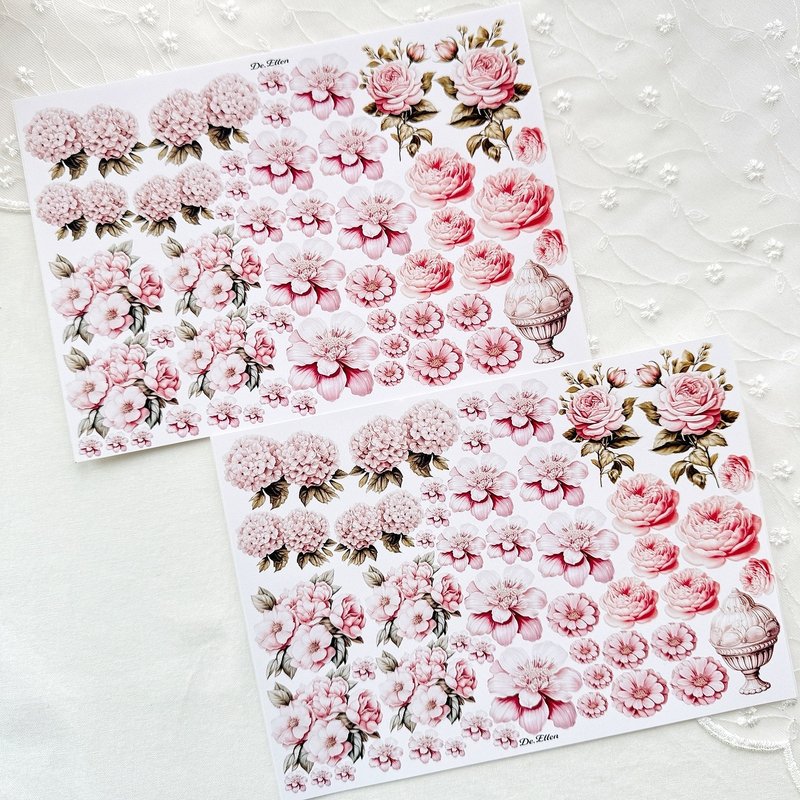 A239 Pink - color flower - 貼紙 - 紙 