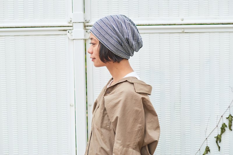 Organic Cotton Striped Beanie Women & Men, MADE in JAPAN, Reversible, S M L Size - Hats & Caps - Cotton & Hemp 