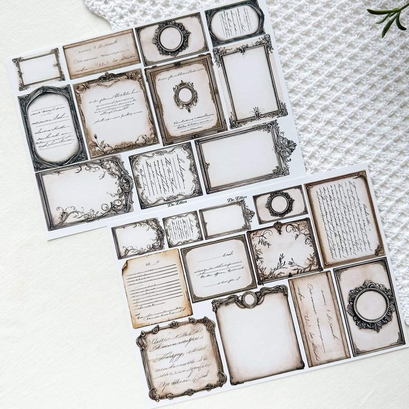 A527 - Antique Note Props - 貼紙 - 紙 