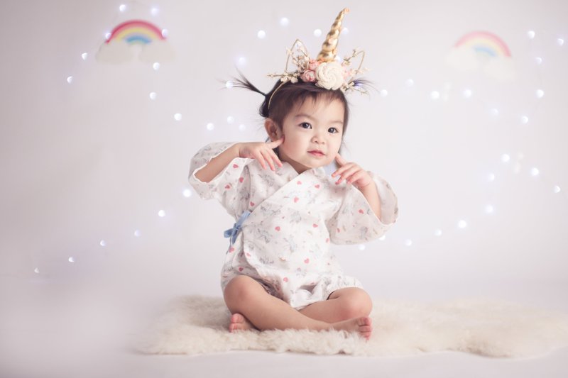Unicorn Kimono Romper - 包屁衣/連身衣 - 棉．麻 多色