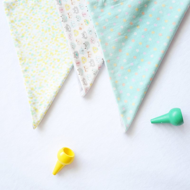 Organic cotton handkerchief embroidered towel Haas nn ka chi - Green Point - Bibs - Cotton & Hemp Green