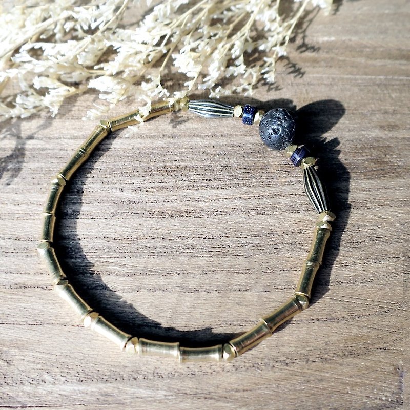 ♦ ViiArt ♦ ♦ Volcano Volcano Blue gravel bracelet bracelet brass - Bracelets - Other Metals Gold