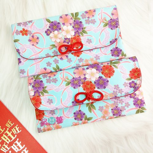 QQ rabbit 手工嬰幼兒精品 彌月禮盒 免費繡名字。緞帶彩櫻。布紅包袋 / 口罩收納袋