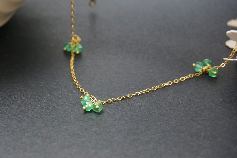 Natural Emerald エメラルド Emerald American 14K Gold Necklace Light Jewelry - สร้อยคอ - เครื่องประดับ สีทอง