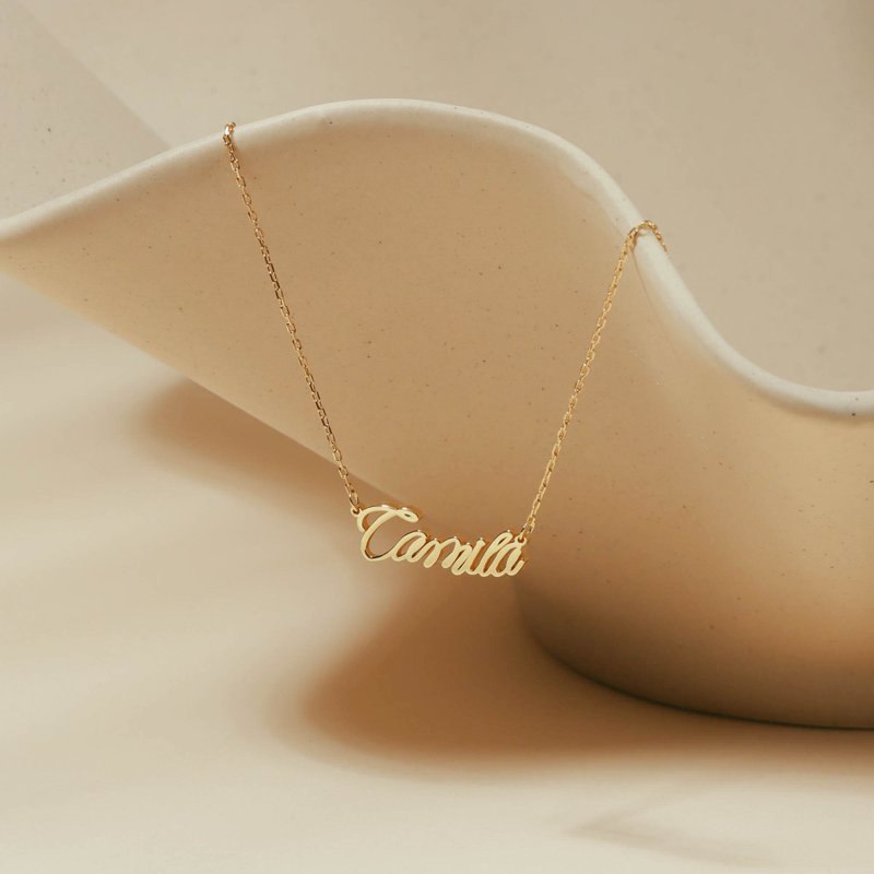 Custom Name Necklace,18K Gold Name Necklace,Simple Name Necklace,Birthday Gift - สร้อยคอ - เงิน สีทอง