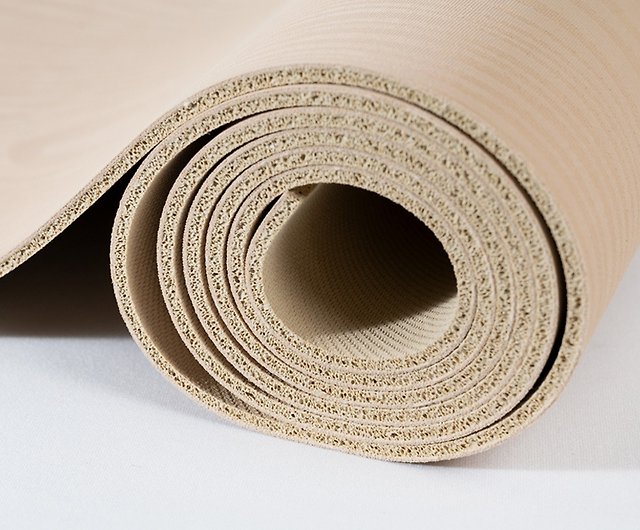 USHaS‧Yoga Healing】Super Non-slip Wood Grain Natural Rubber Yoga Mat 4mm  Apricot Powder - Shop USHAS Yoga Mats - Pinkoi