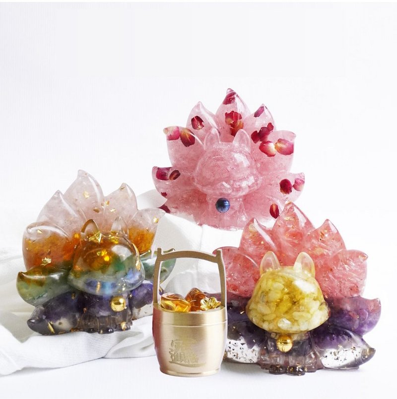 【Hourrae荷萊】開運九尾狐 水晶擺件 一桶金 - 擺飾/家飾品 - 水晶 多色