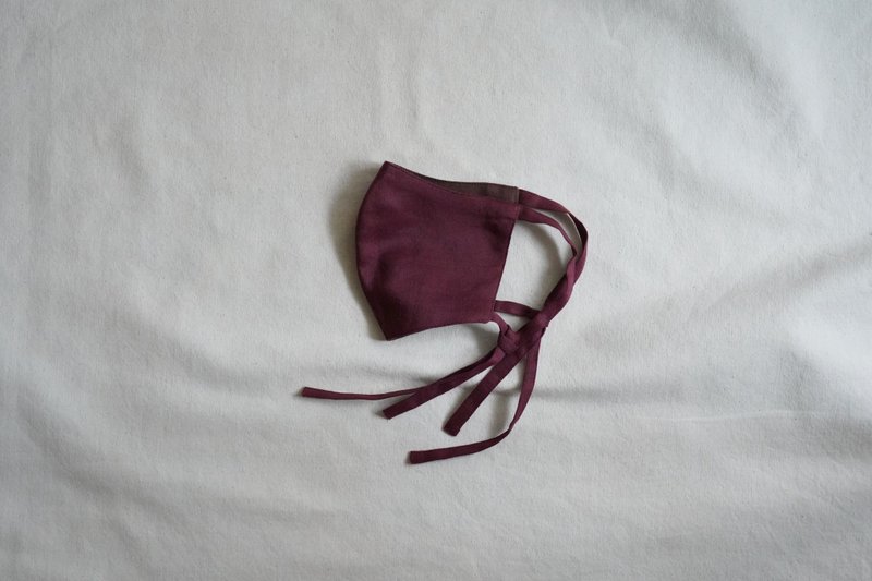 unisex mask | 雙色綁帶口罩 | 小 豆 x 鳶 - 口罩/口罩收納套 - 棉．麻 紅色