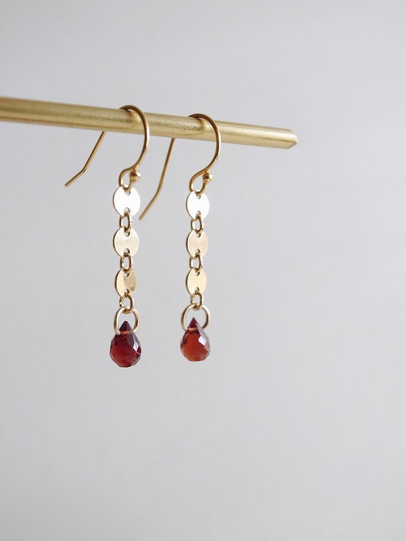 14KGF thick red Stone natural stone earrings Clip-On long section can be changed - Earrings & Clip-ons - Gemstone Red