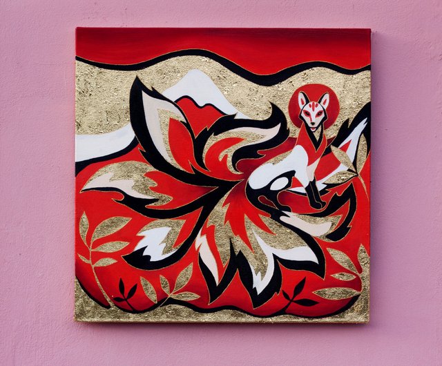 Kumiho Painting Fox Artwork Kitsune Art Huli jing Handmade