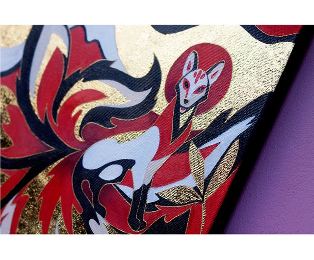 Kumiho Painting Fox Artwork Kitsune Art Huli jing Handmade
