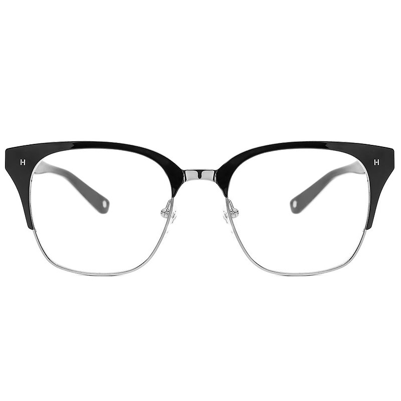 光学メガネ|ブラックセラミックペイントスネークスキンアイブロウフレーム|台湾製|金属プラスチックフレームメガネ - 眼鏡・フレーム - その他の素材 