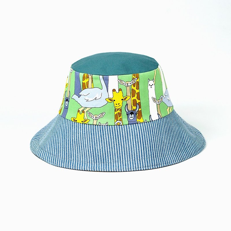 Handmade double-sided bucket hat - หมวก - ผ้าฝ้าย/ผ้าลินิน สีเขียว