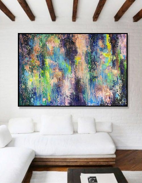 TrendGallery Original Pink Acrylic Painting on Canvas Abstract Watercolor Style Artwork Color