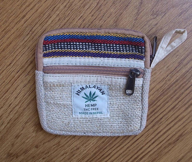Hemp zippered coin purse pouch purse - Coin Purses - Wool Multicolor