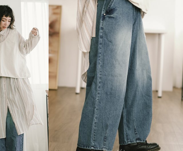 Japanese silhouette jeans and cocoon denim that play with light